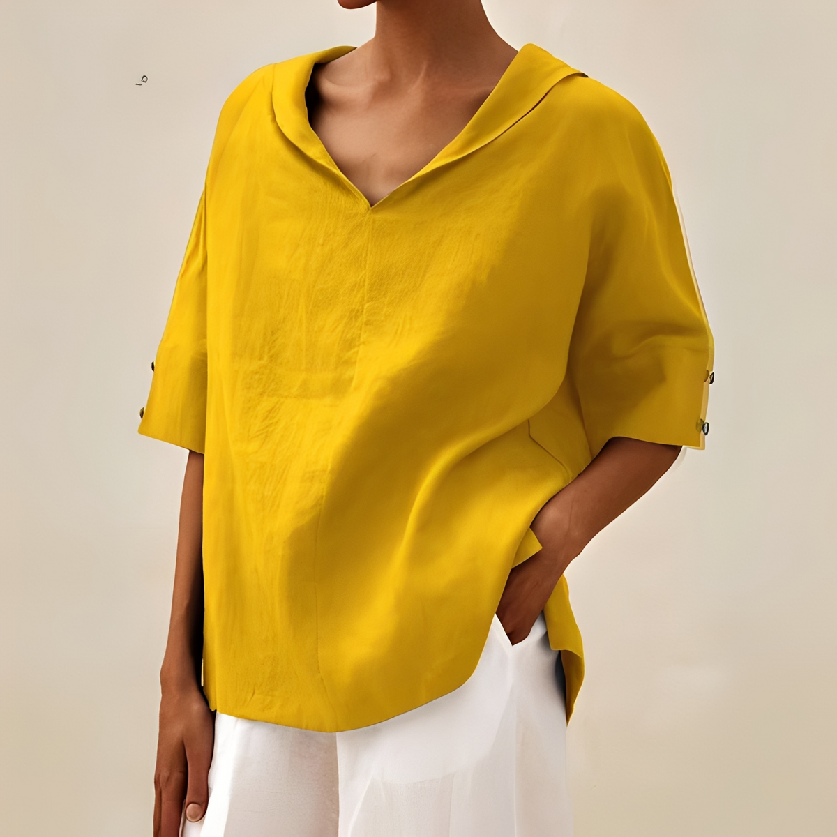 Jenefer - Chemise d'été ample pour femme, col en V