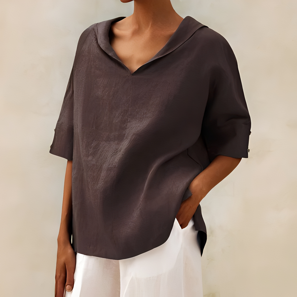 Jenefer - Chemise d'été ample pour femme, col en V