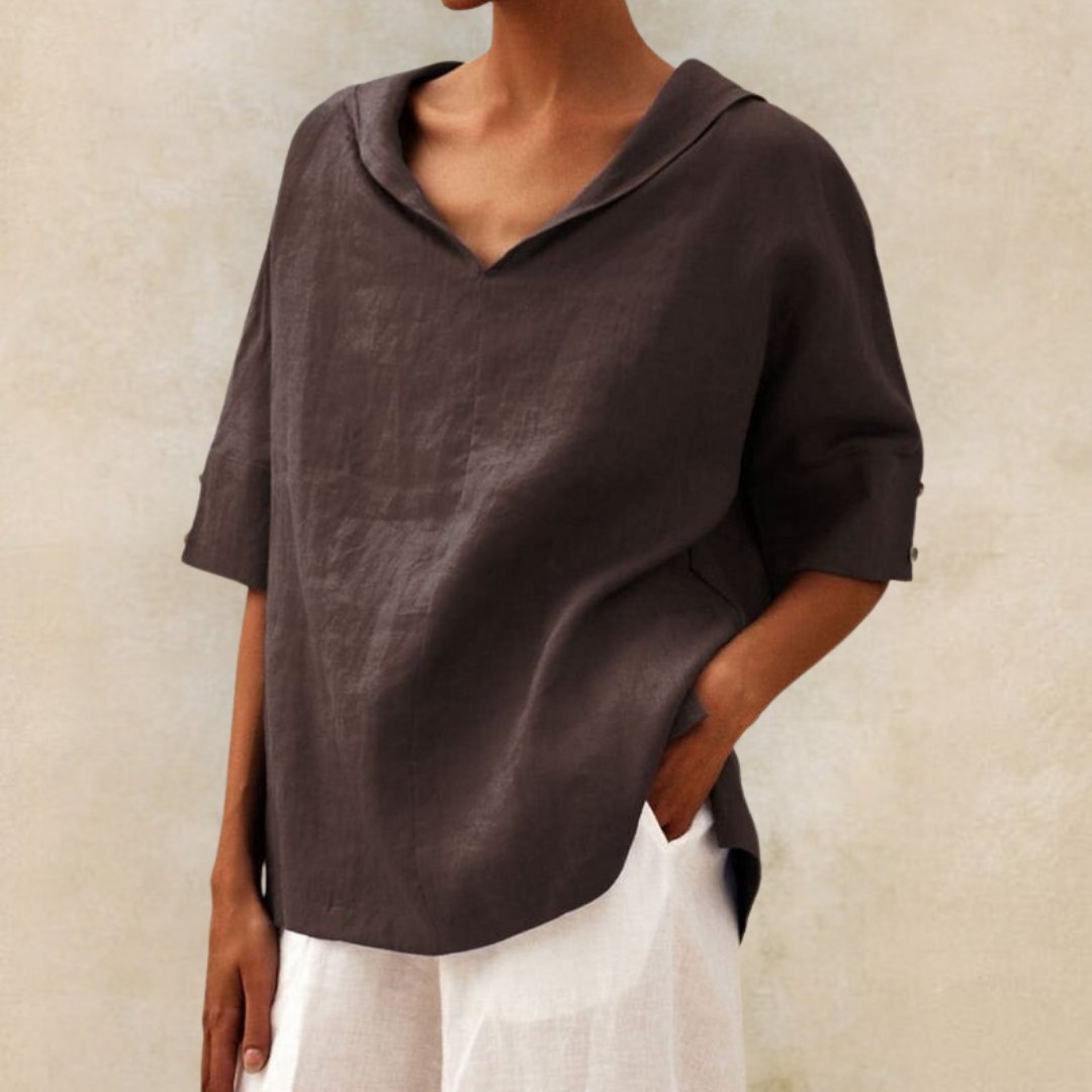 Lena – Blouse décontractée avec décolleté en V pour femmes