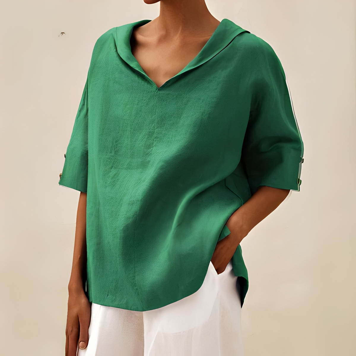 Jenefer - Chemise d'été ample pour femme, col en V