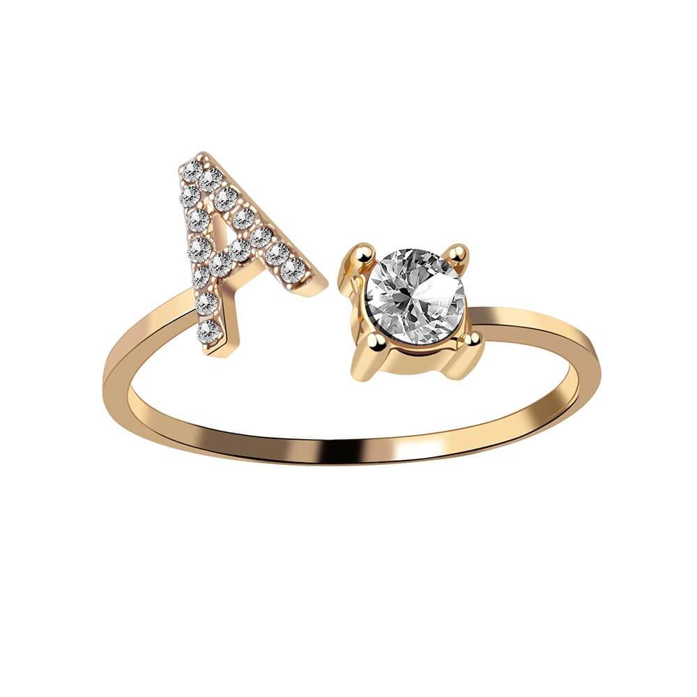 Nyla – Bague avec initiale et zirconias