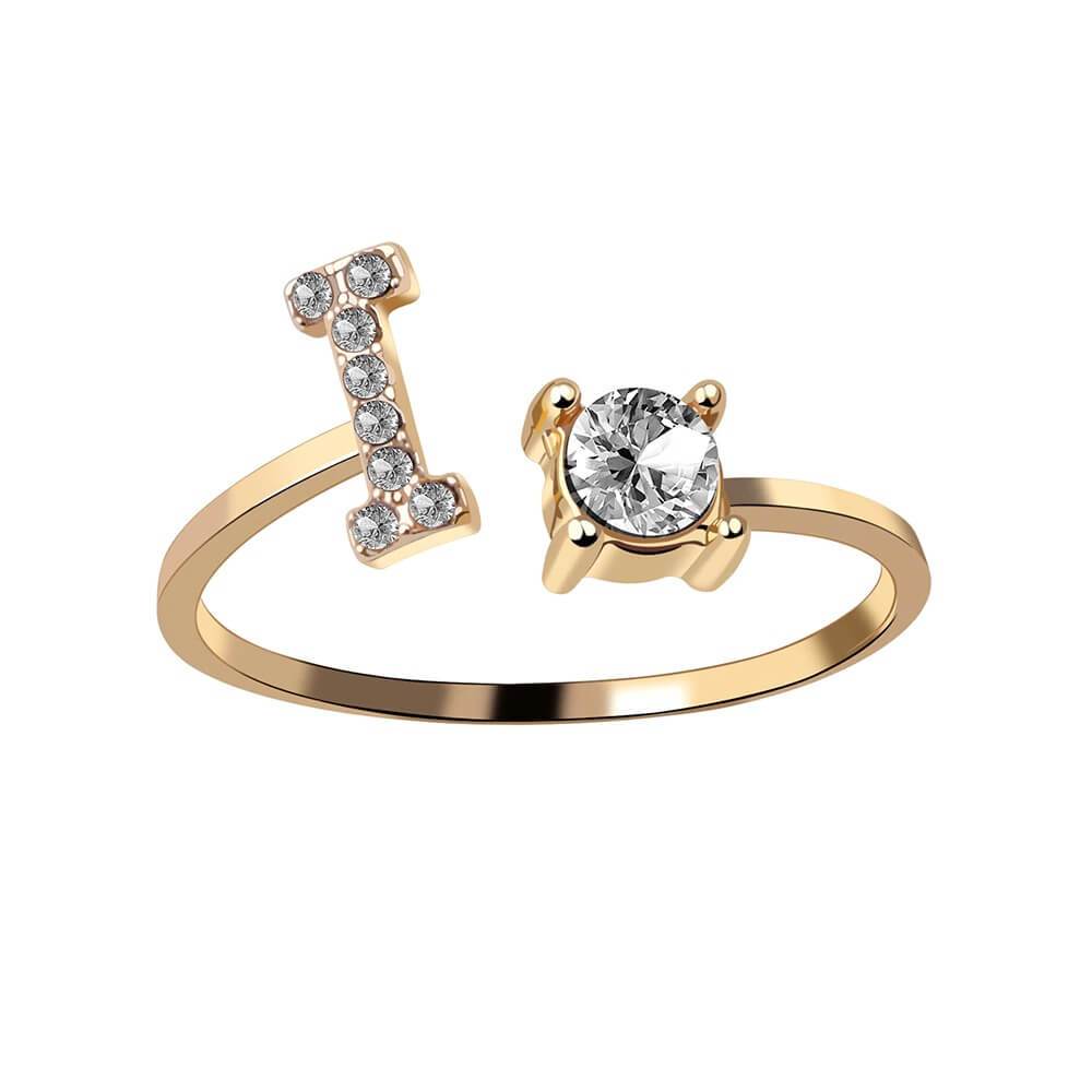 Nyla – Bague avec initiale et zirconias