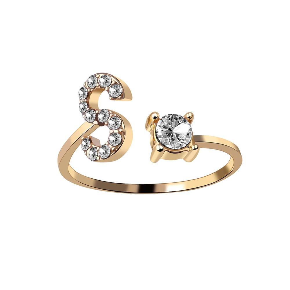 Nyla – Bague avec initiale et zirconias