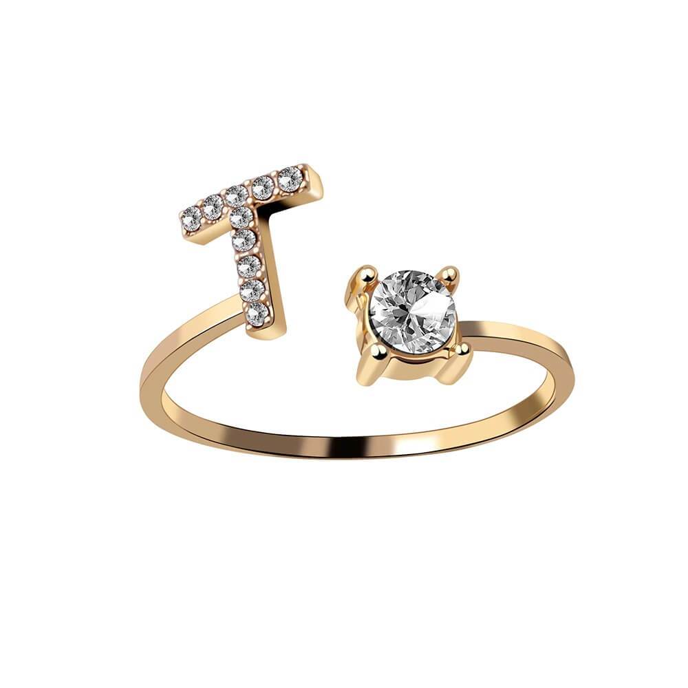 Nyla – Bague avec initiale et zirconias