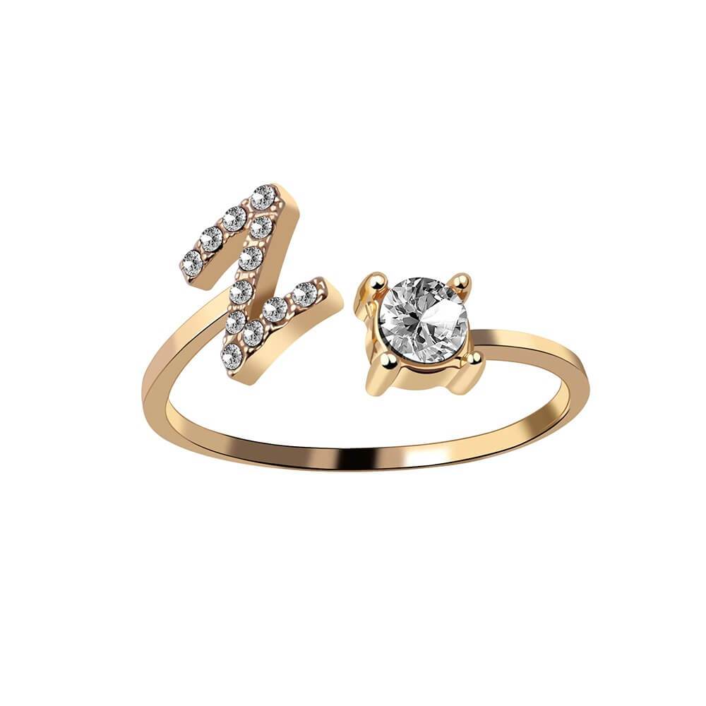 Nyla – Bague avec initiale et zirconias