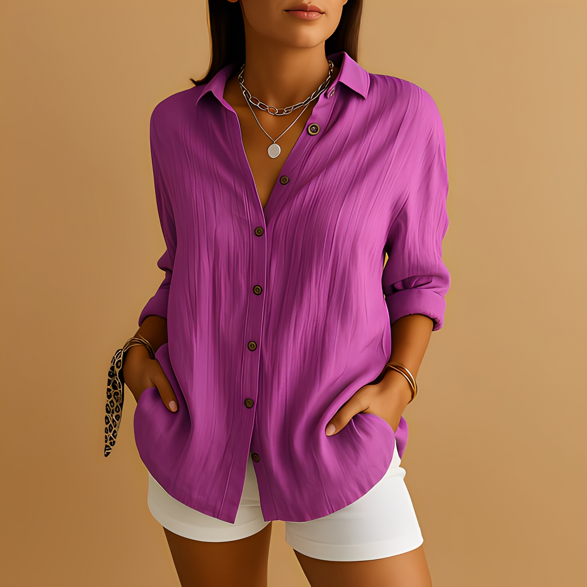 Aldina - Blouse décontractée à manches longues pour femmes