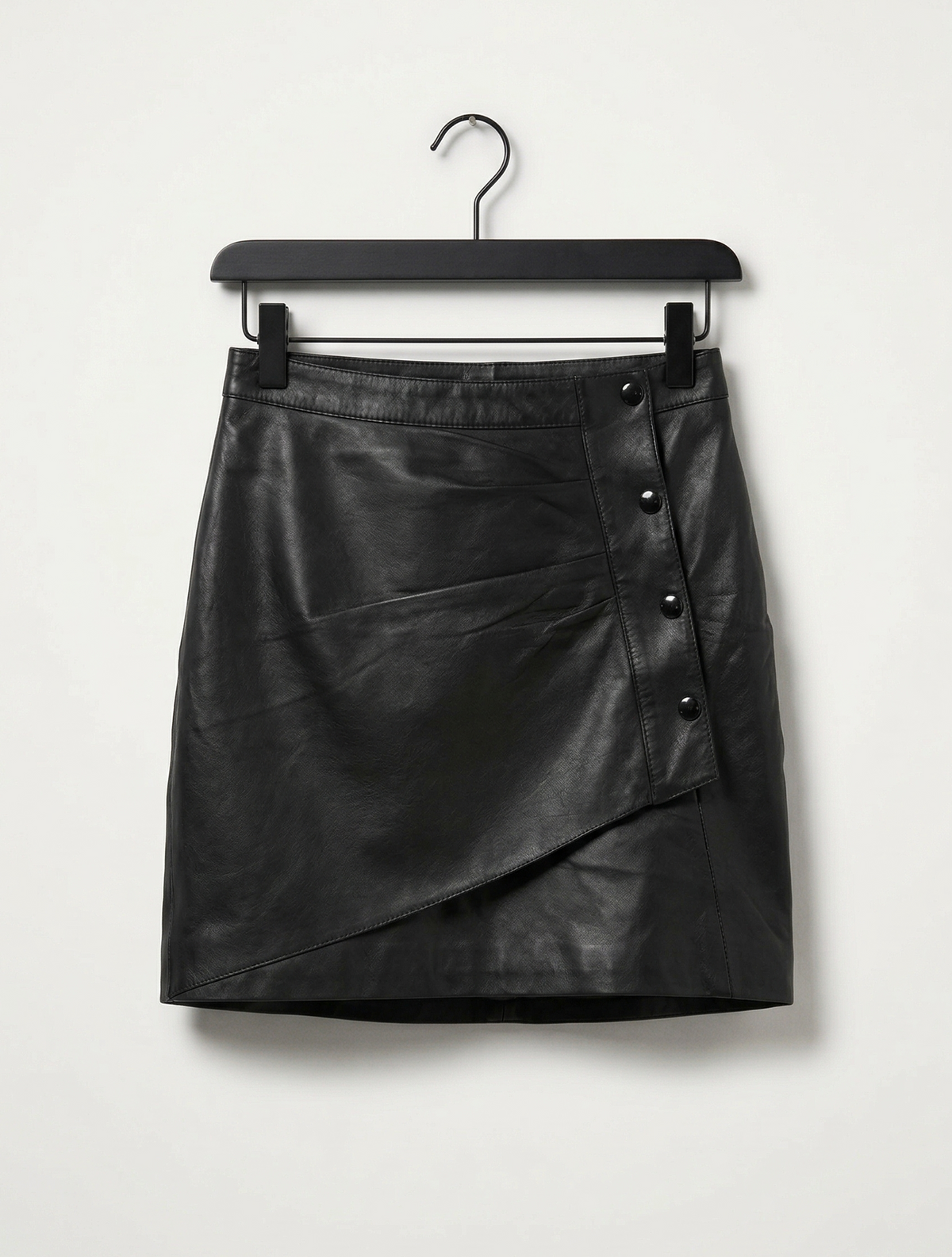 Jupe Courte Effet Cuir - Noir - Mélange de Polyuréthane - Femme