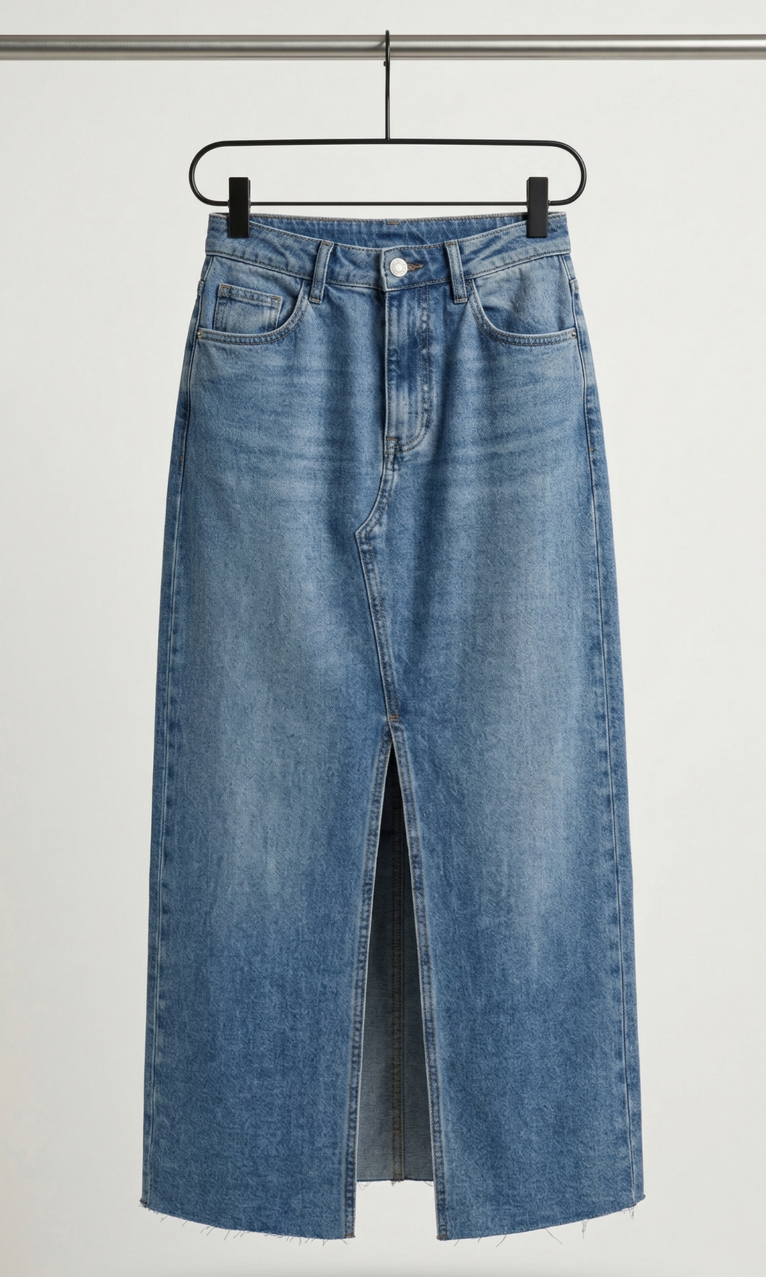 Jupe Longue en Denim - Bleu - Coton Mélangé - Femme