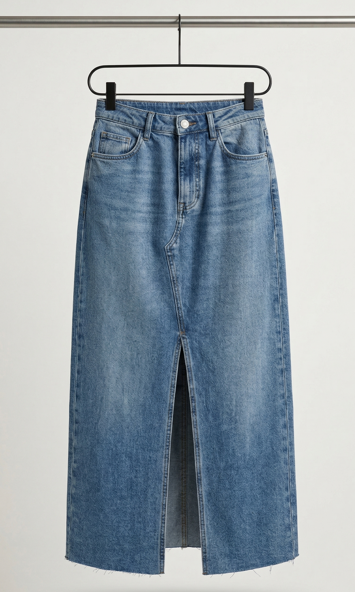 Jupe Longue en Denim - Bleu - Coton Mélangé - Femme
