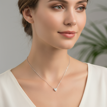 Juliet – Collier en cœur en argent sterling 925 avec diamant