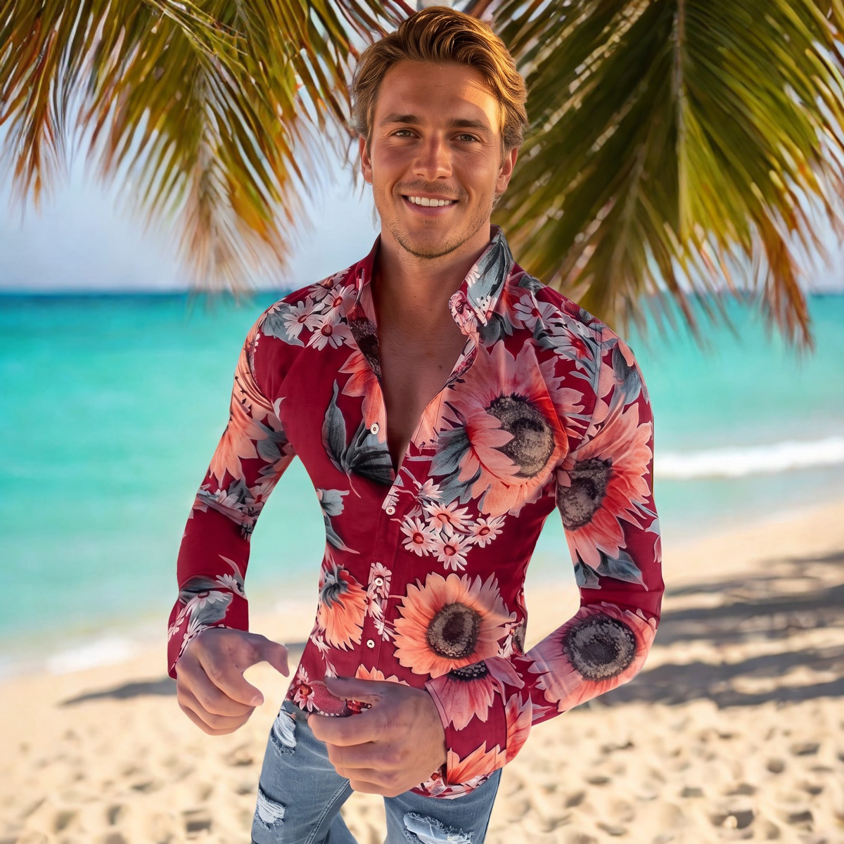 Denzel - Chemise Florale à Manches Longues