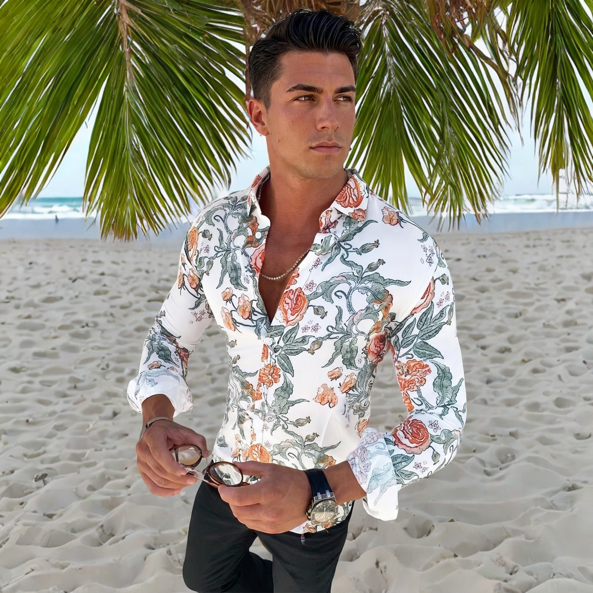 Denzel - Chemise Florale à Manches Longues