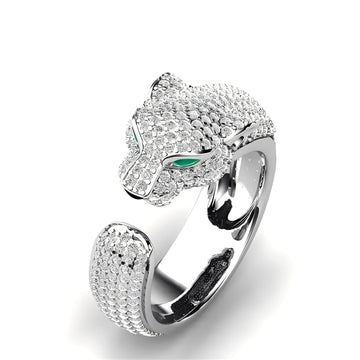 Mika – Bague ajustable en or rose en forme de jaguar