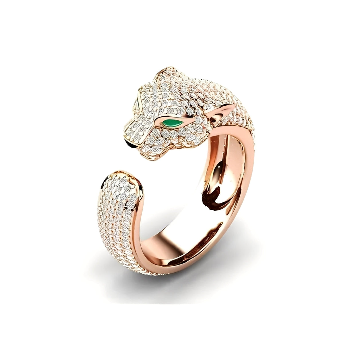 Mika – Bague ajustable en or rose en forme de jaguar