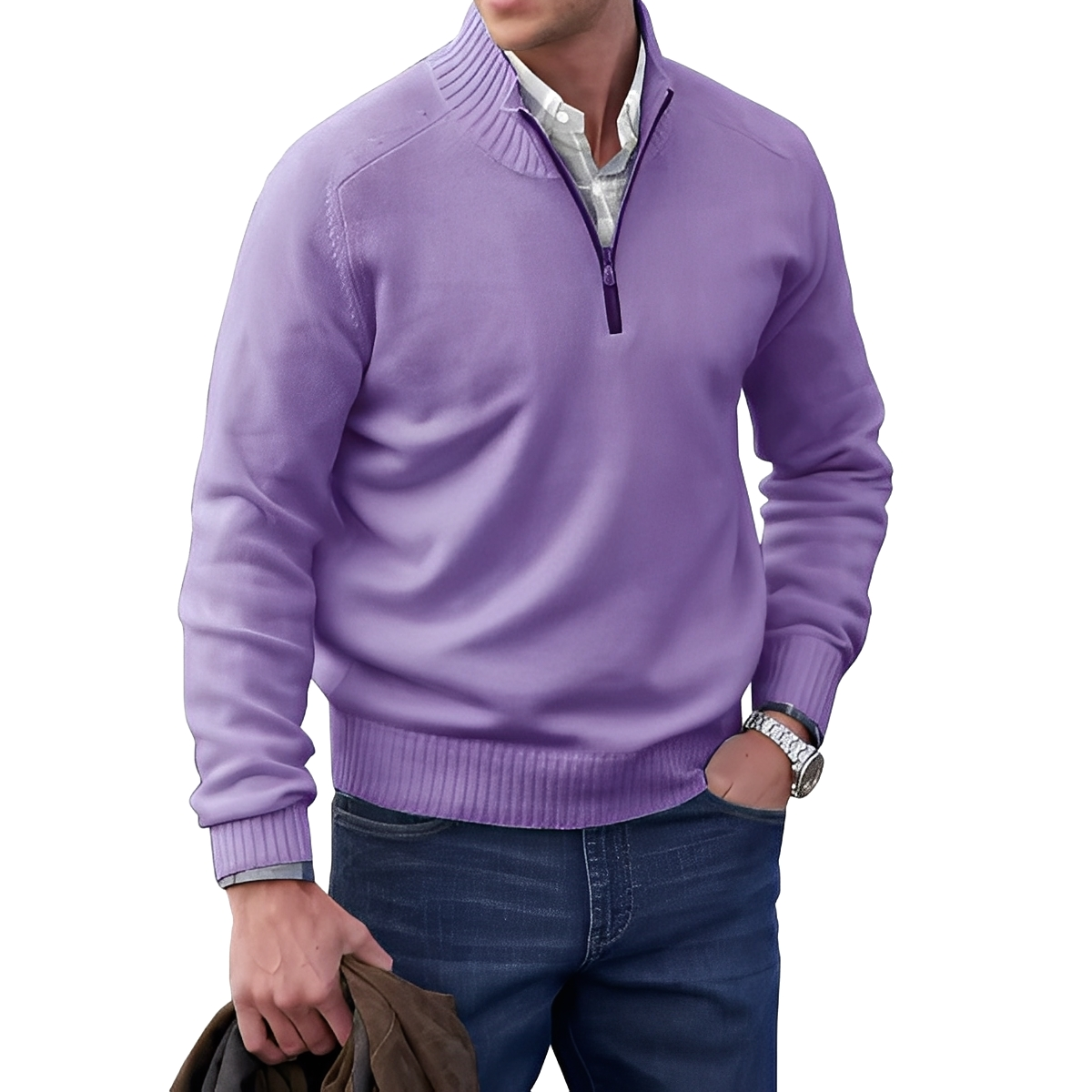 Jeremy - Pull décontracté avec fermeture éclair pour hommes