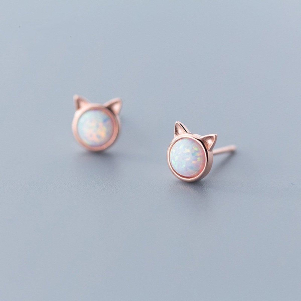 Sepideh - Boucles d'oreilles chat en pierre opale