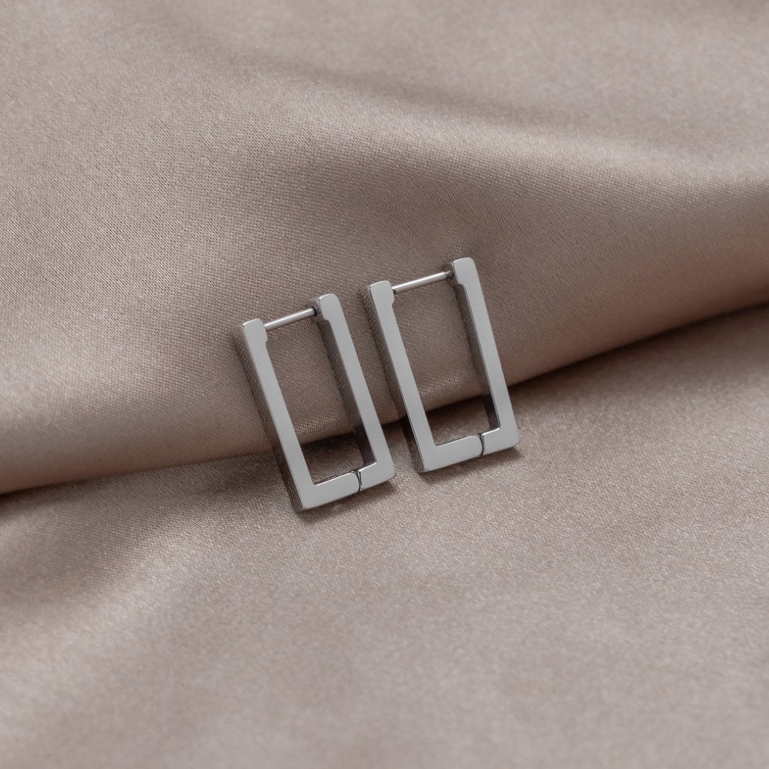 Theia - Boucles d'oreilles Rectangulaires Argentées