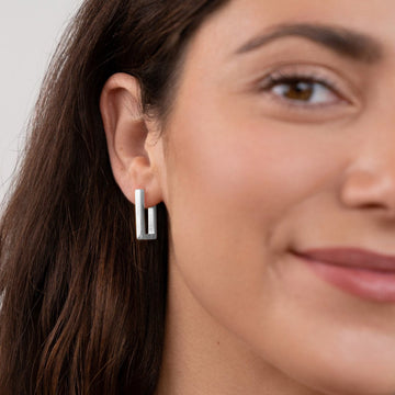 Theia - Boucles d'oreilles Rectangulaires Argentées