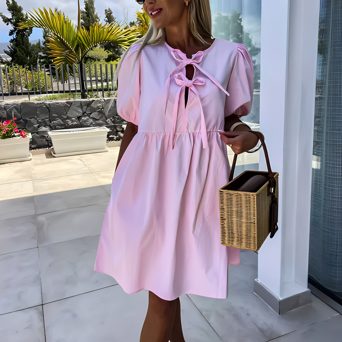 Eunice - Robe d'été chic à manches bouffantes pour femme