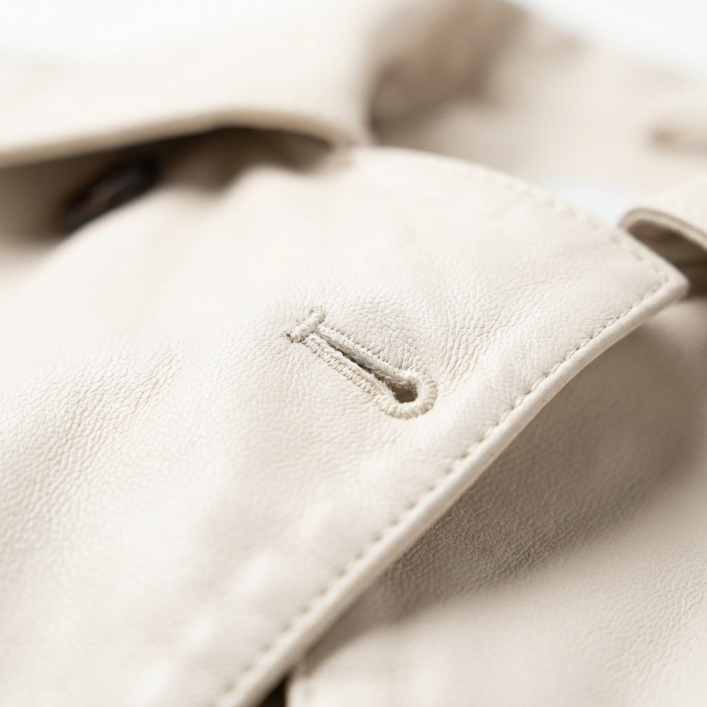Veste Courte Boutonnée - Beige - Coton Mélangé - Femme
