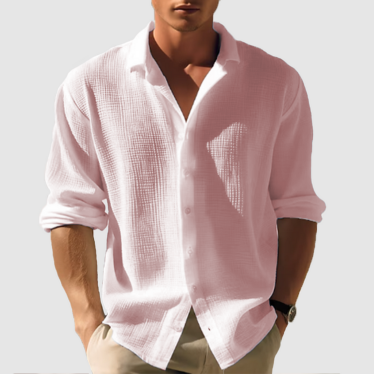 Cedric - Chemise décontractée unie à manches longues et à revers